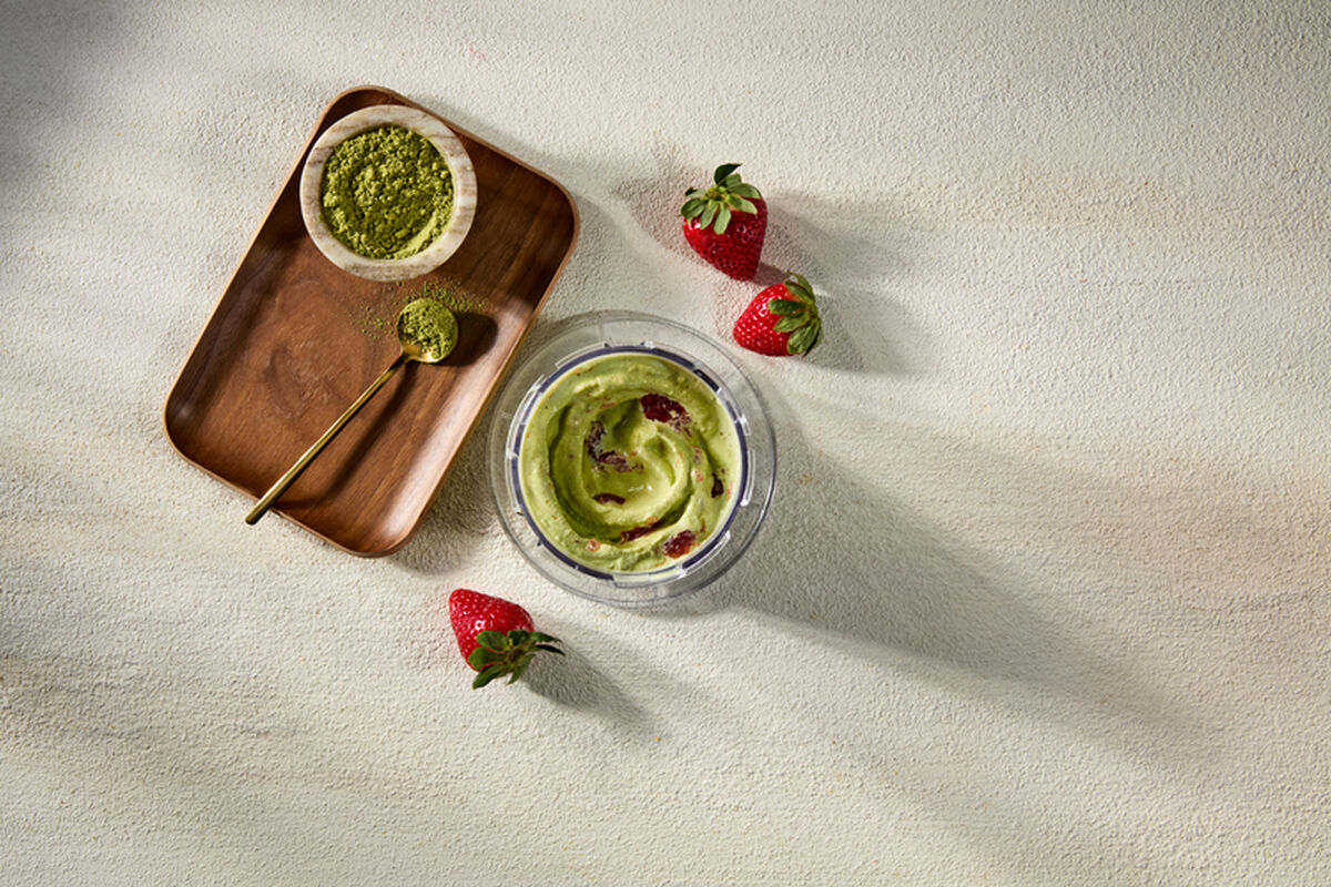 Glace fraise-matcha