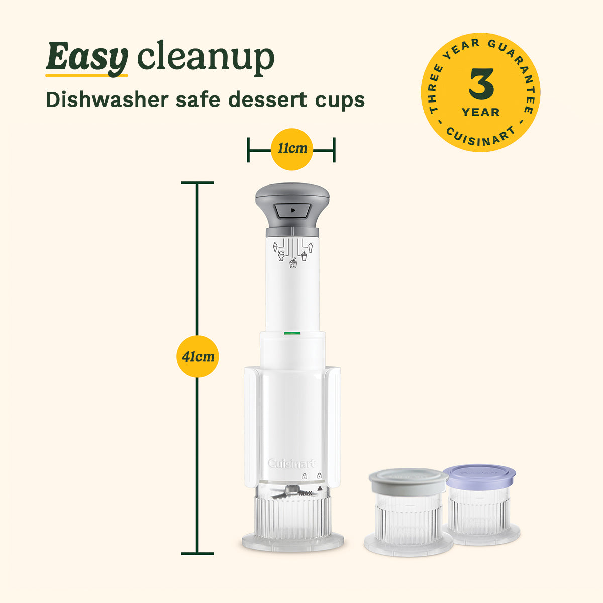 Cuisinart Freeze Wand Suisse, appareil compact pour réaliser facilement glaces, sorbets, granités et milkshakes maison selon vos préférences.
