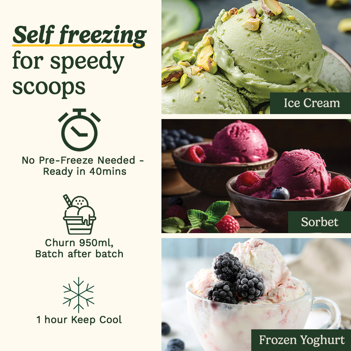 Machine à glace et sorbet compresseur 950 ml