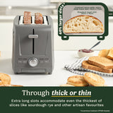 Grille-pain avec fentes extra-longues pour pain de campagne, levain et seigle